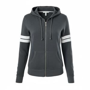 Victoria’s Secret ANGEL Zip Hoodie Charcoal Pink Lettering Varsity Stripe Hooded